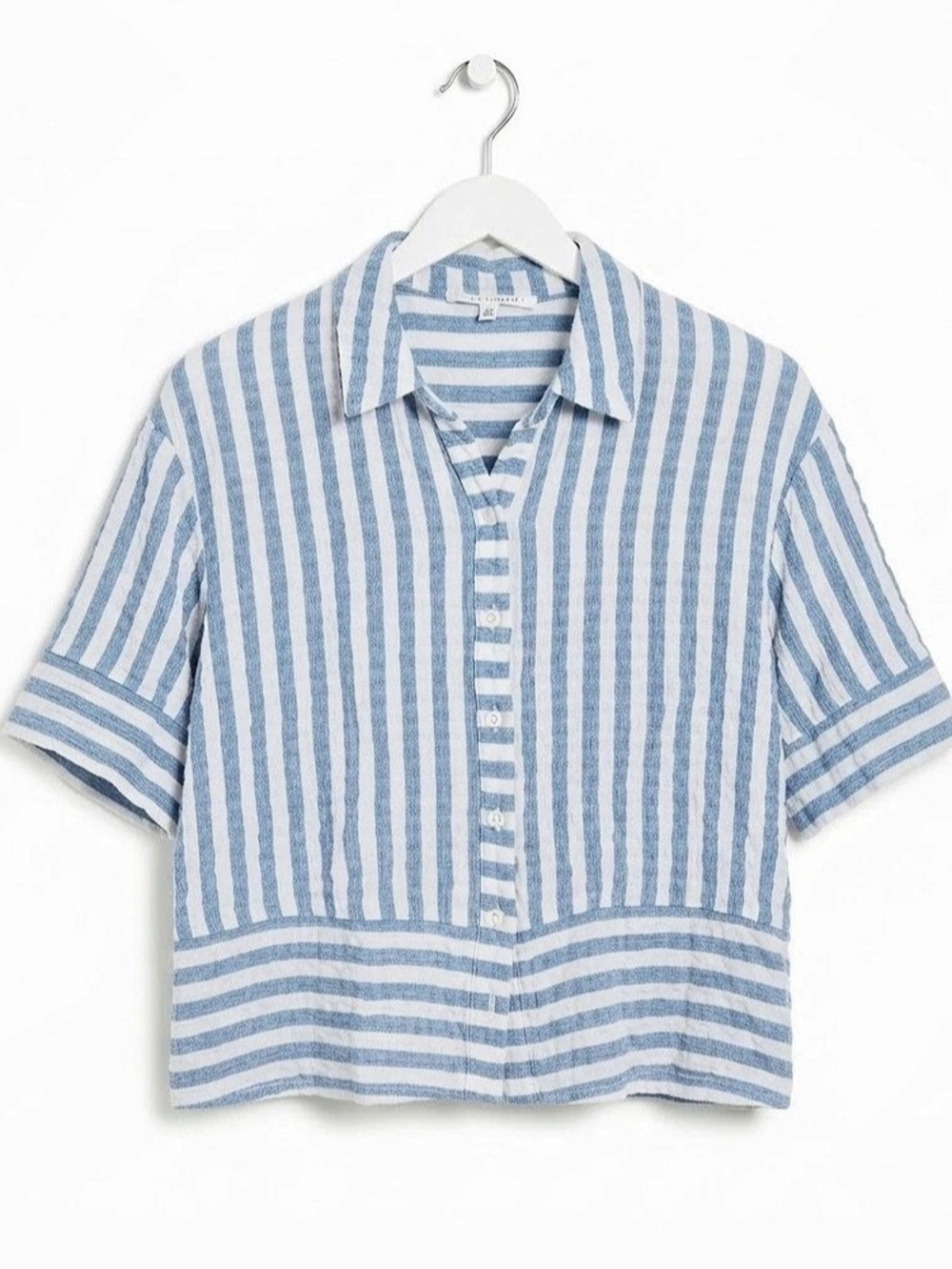 JANE+DELANCEY Striped Button Down in Blue & White Medium Like New
